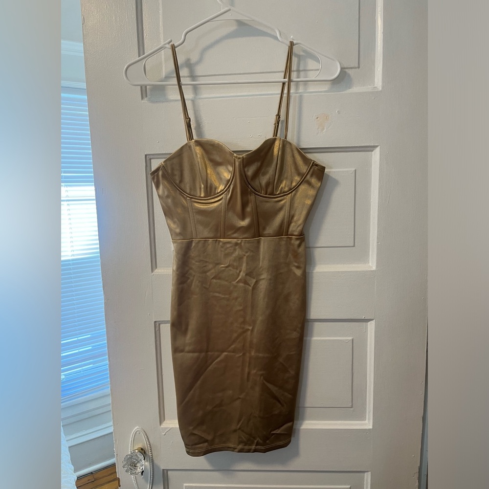 Forever 21 Gold Satin Mini Dress